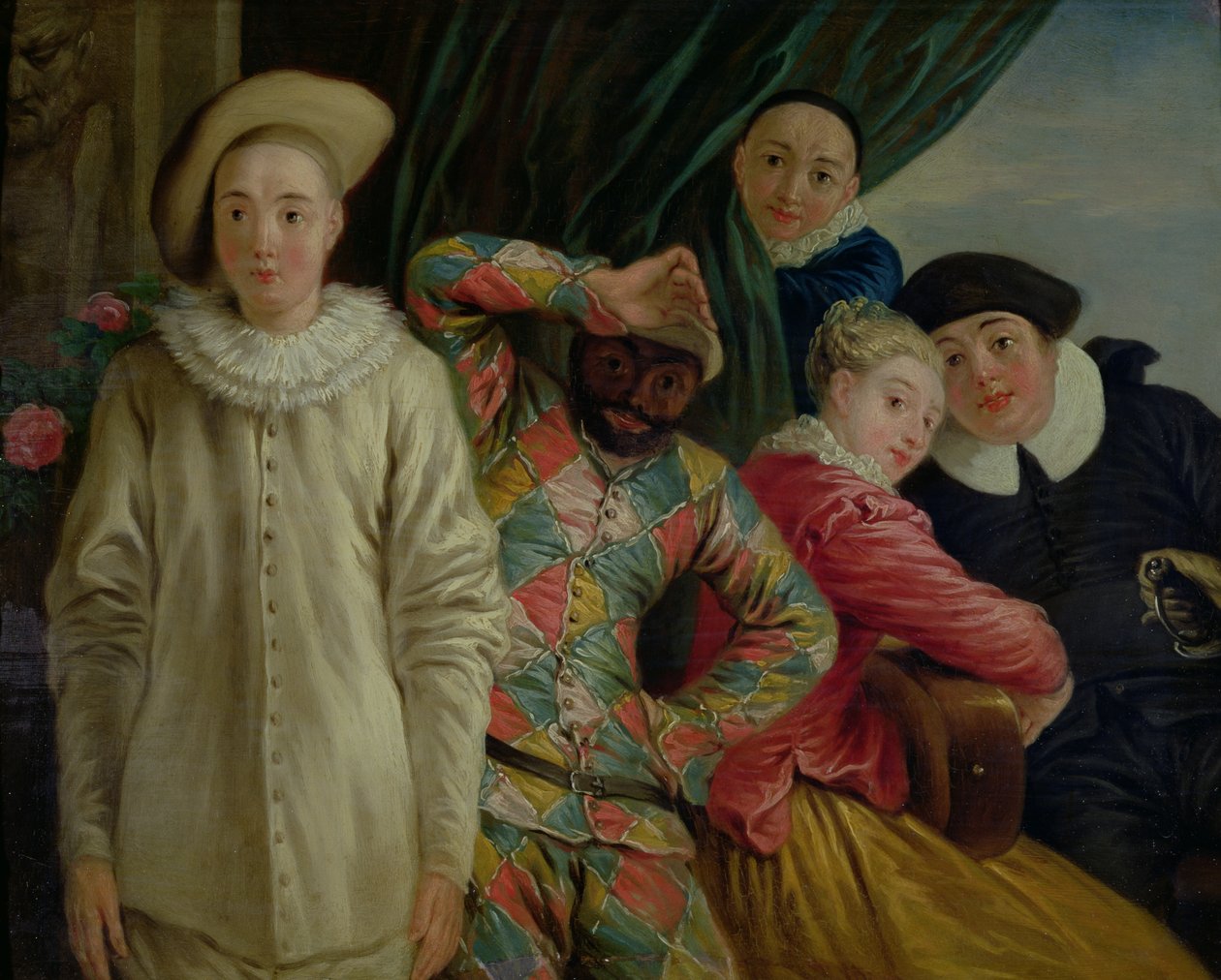 Arlequim, Pierrot e Scapin de Jean Antoine Watteau