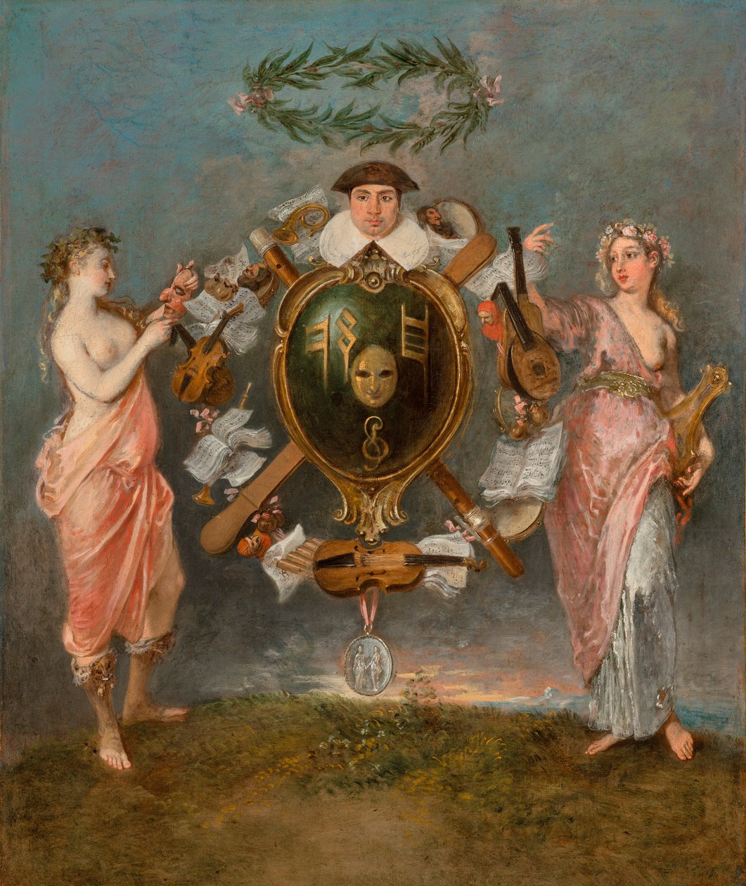 A aliança da música e da comédia de Jean Antoine Watteau
