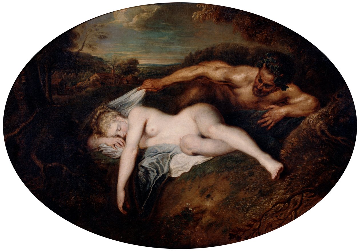 Ninfa e Sátiro, c1715 de Jean Antoine Watteau