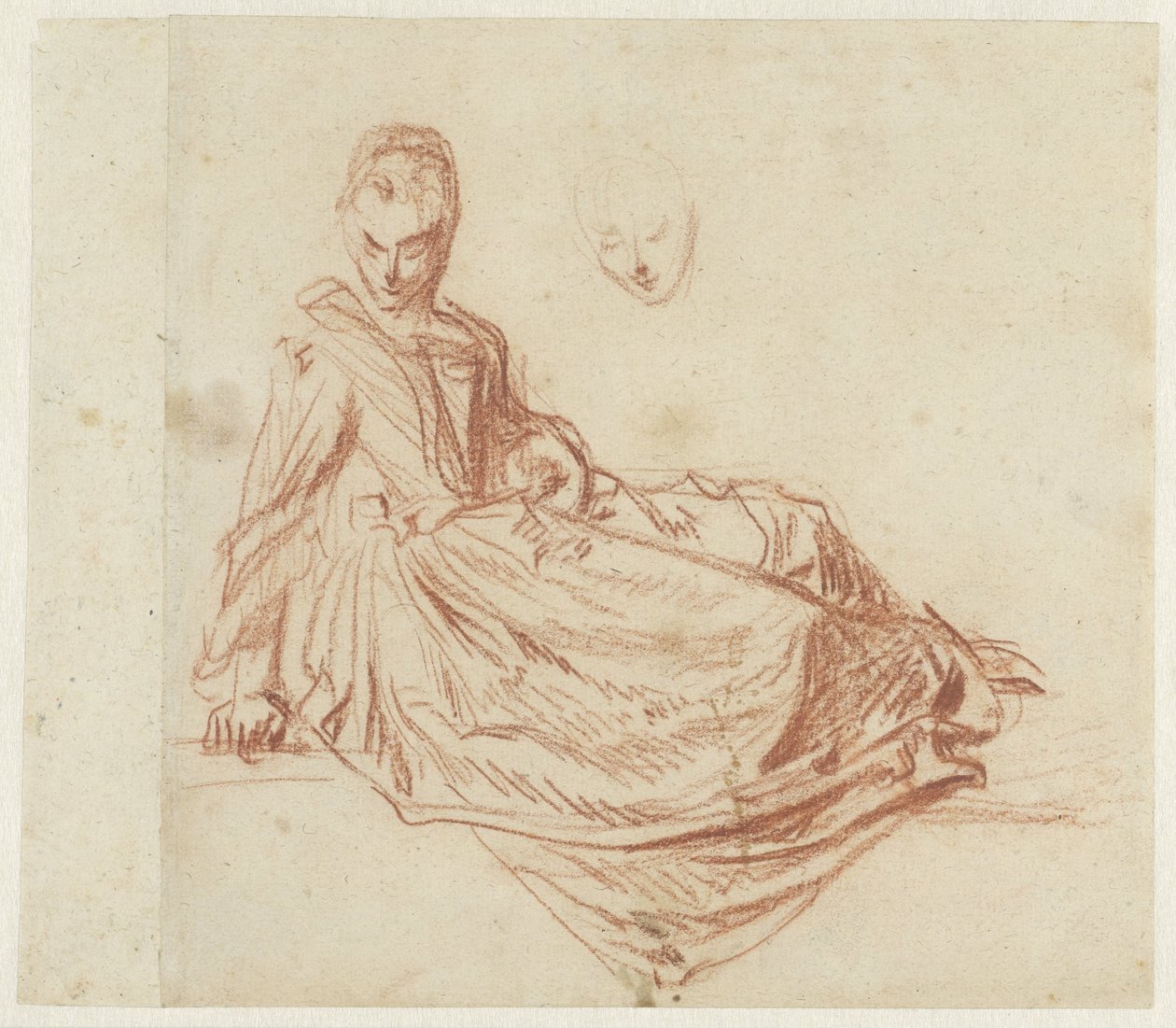 mulher sentada no chão de Jean Antoine Watteau