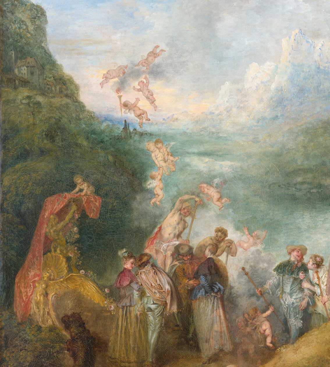 Peregrinação ao embarque de Cythera para Cythera Detal: Putti, 1717 de Jean Antoine Watteau