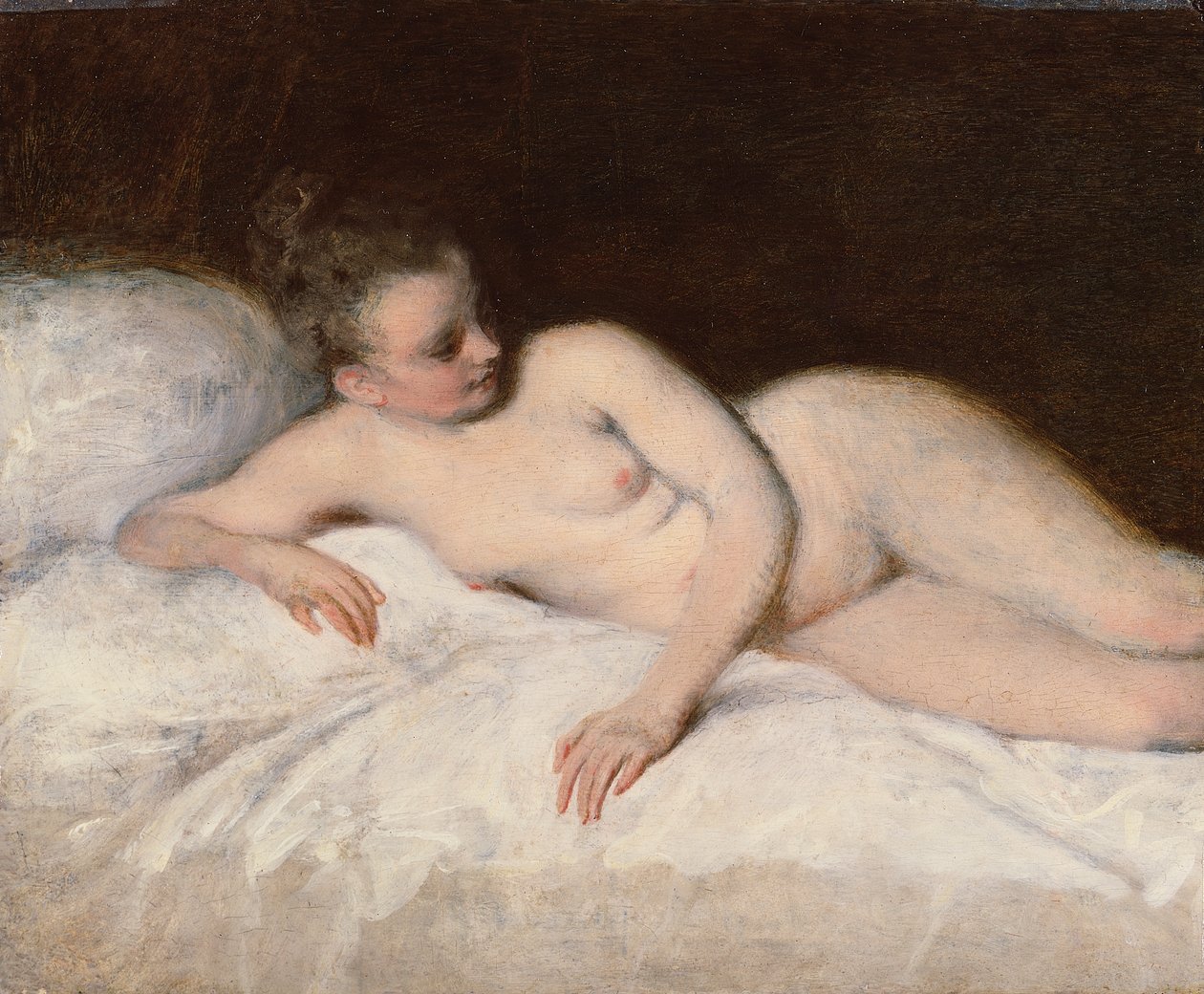 Nu reclinado, c.1713-17 (óleo sobre painel) de Jean Antoine Watteau