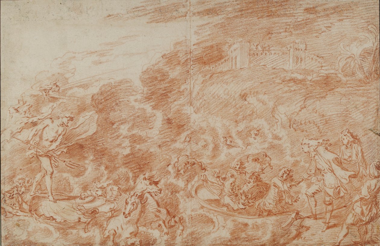Tempestade no mar, século XVIII de Jean Antoine Watteau