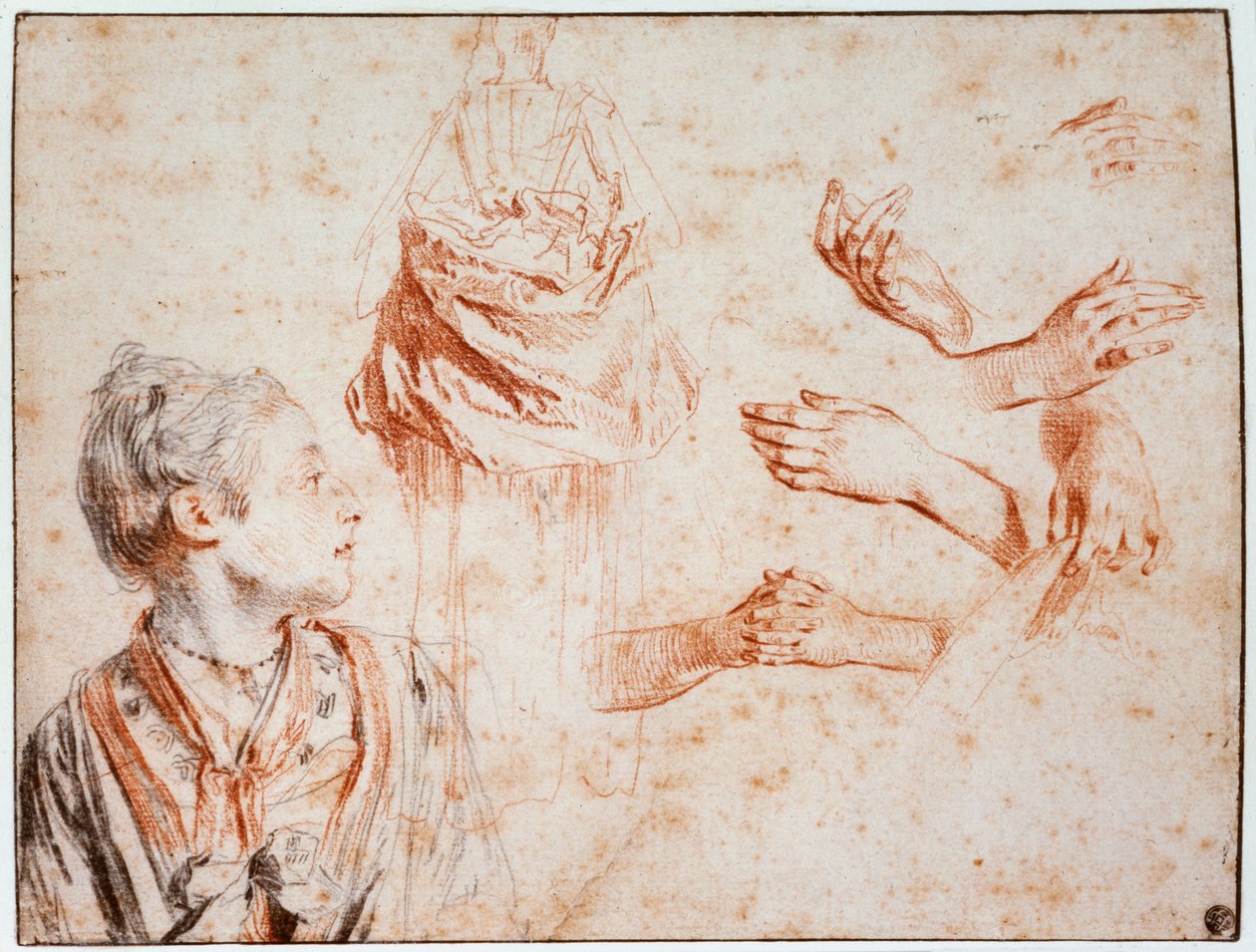 Estudo, 1716-1718 de Jean Antoine Watteau