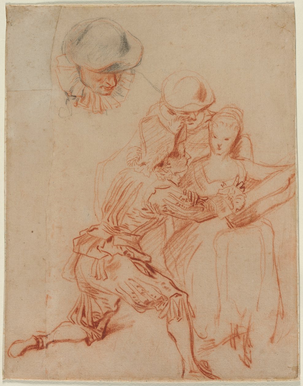 Estudo para o Romancer O contador de histórias, c. 1716. de Jean Antoine Watteau