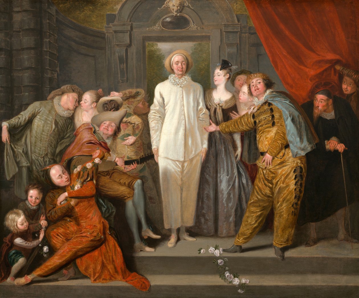 Os comediantes italianos, provavelmente 1720. de Jean Antoine Watteau