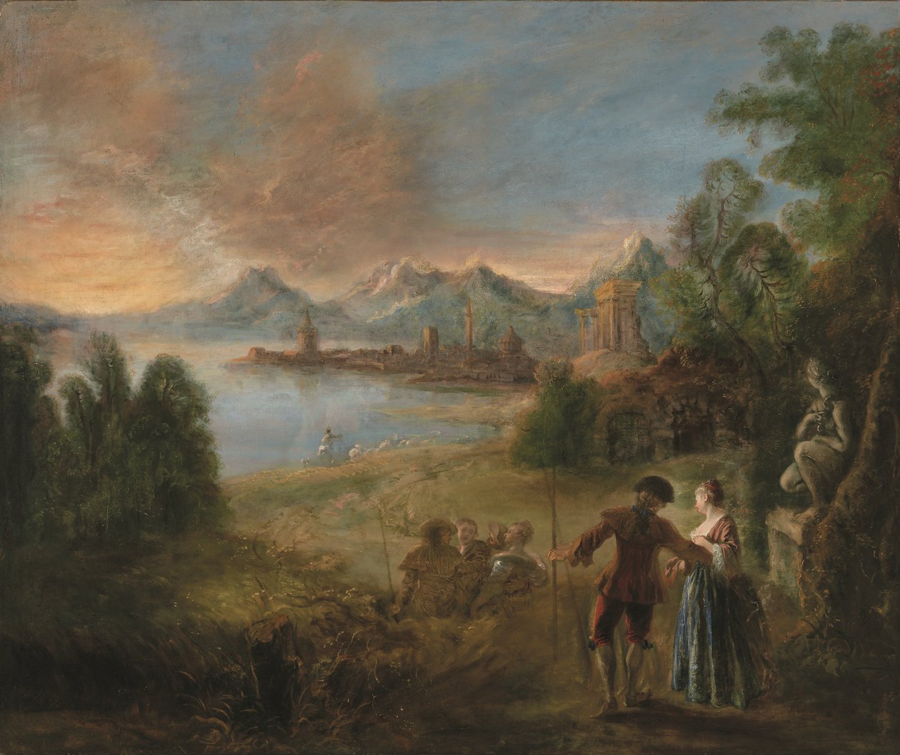 A peregrinação à ilha de Cythera (óleo sobre tela) de Jean Antoine Watteau