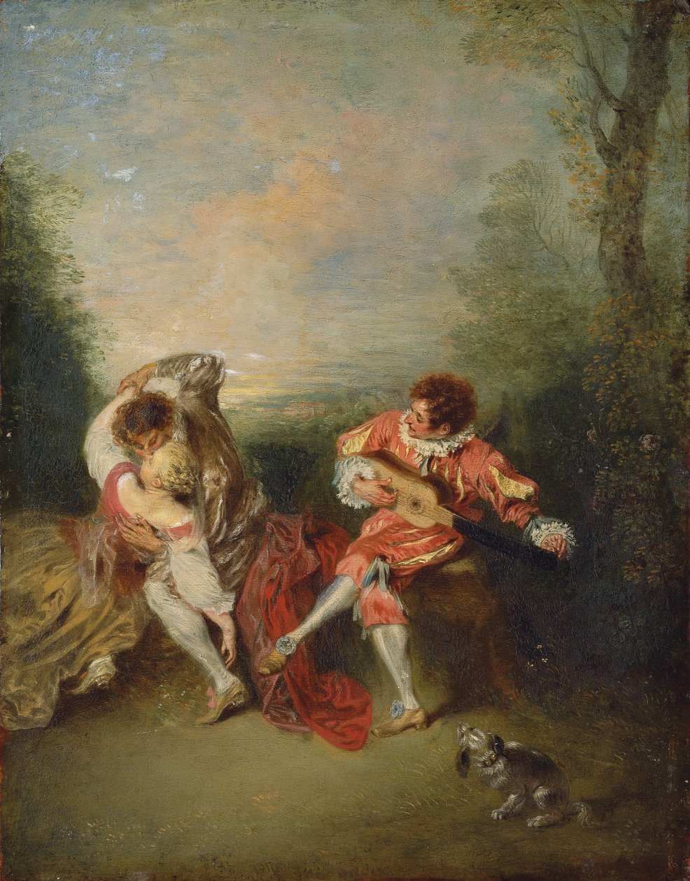 A surpresa (óleo no painel) de Jean Antoine Watteau
