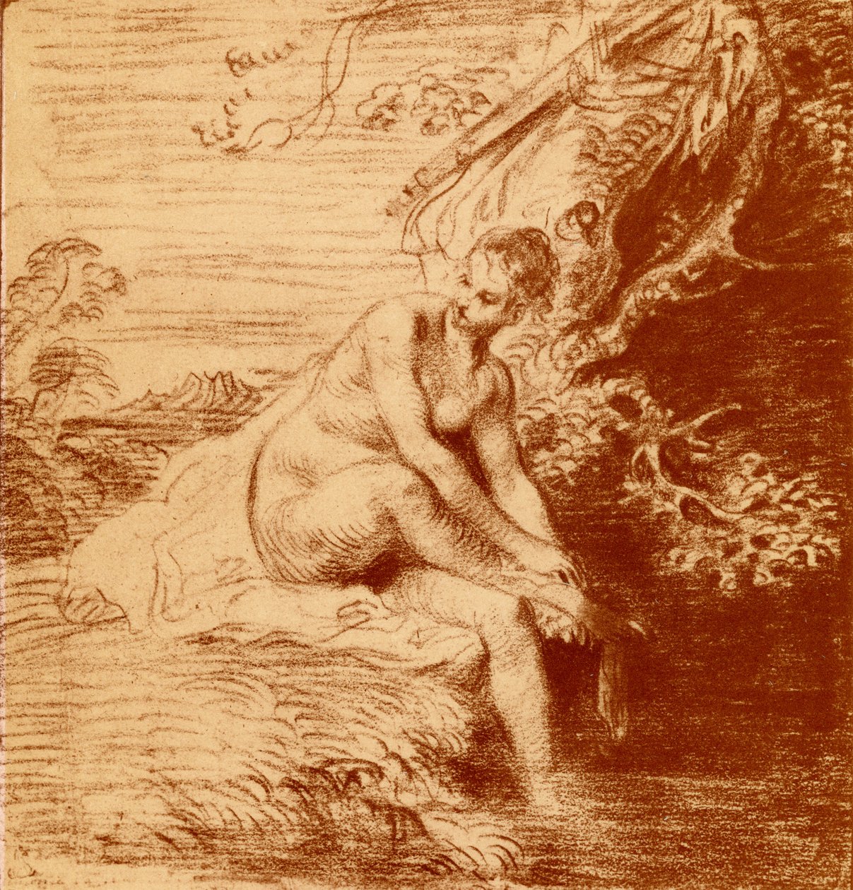 O banho de Diana de Jean Antoine Watteau