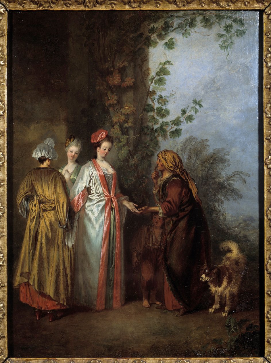 A cartomante. Pintura de Jean Antoine Watteau (1684-1721) de Jean Antoine Watteau
