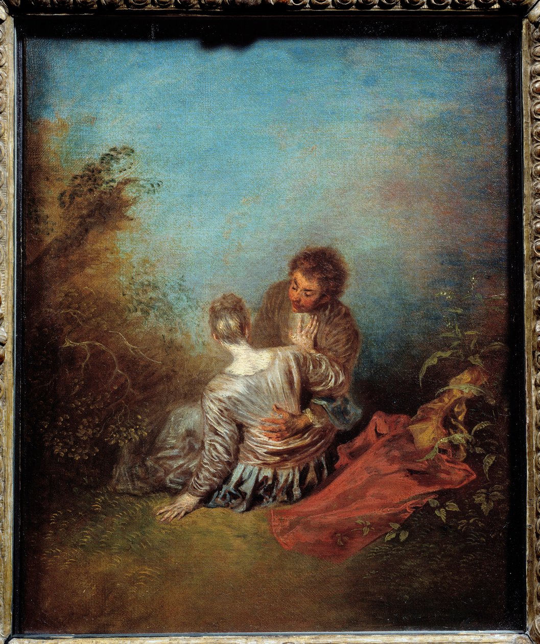 O passo errado. Pintura de Jean Antoine Watteau (1684-1721) de Jean Antoine Watteau