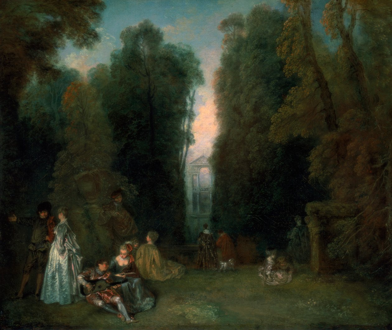 Vista através das árvores no parque de Pierre Crozat, 1715 de Jean Antoine Watteau
