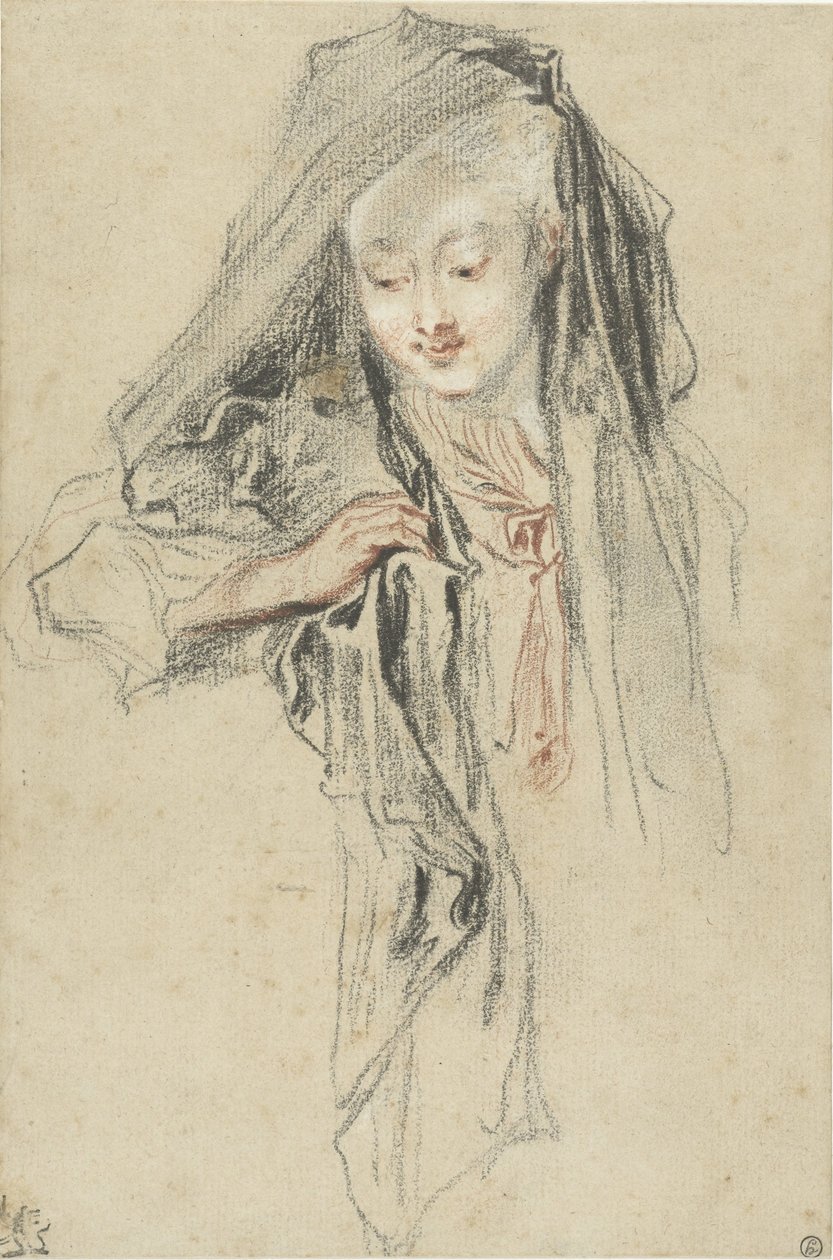 mulher com véu de Jean Antoine Watteau