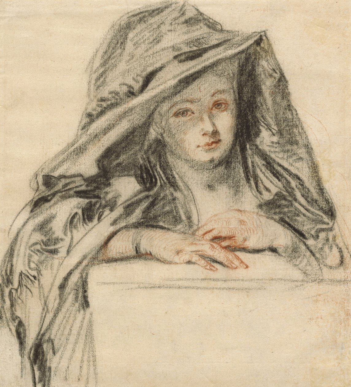 Mulher de preto, c.1719 de Jean Antoine Watteau