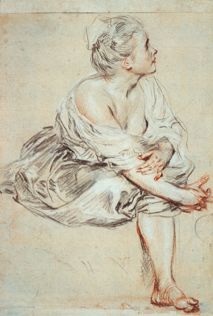 Mulher sentada e virada para a direita, c1716 de Jean Antoine Watteau