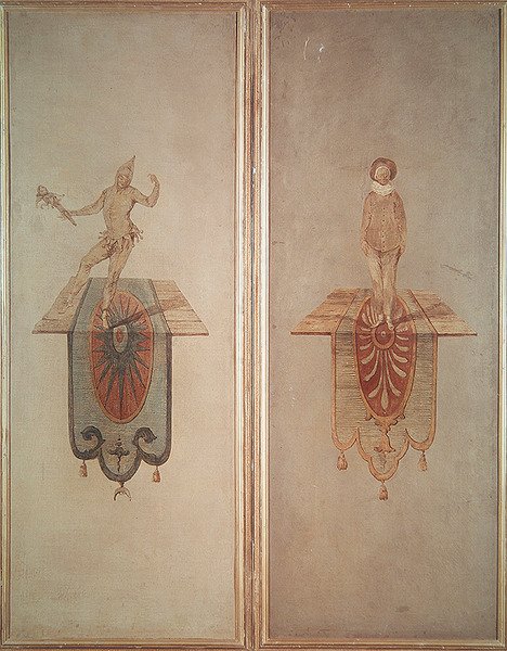 Pierrot (direita) e Fou (esquerda) de Jean Antoine Watteau