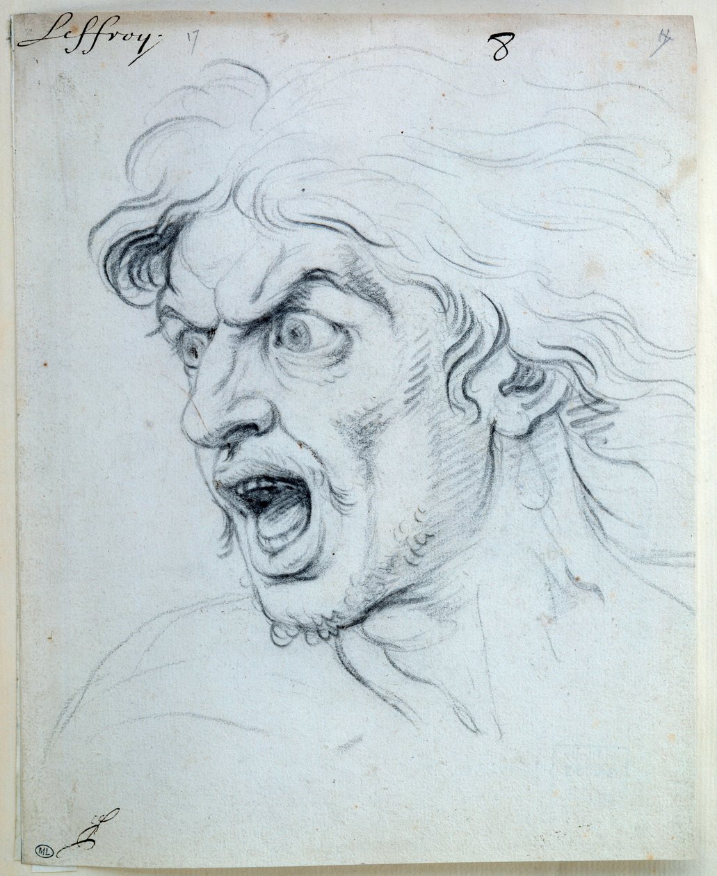 Expressão das Paixões da Alma; os Temerosos. Desenho de Jean Audran (1667-1756) de Jean Audran