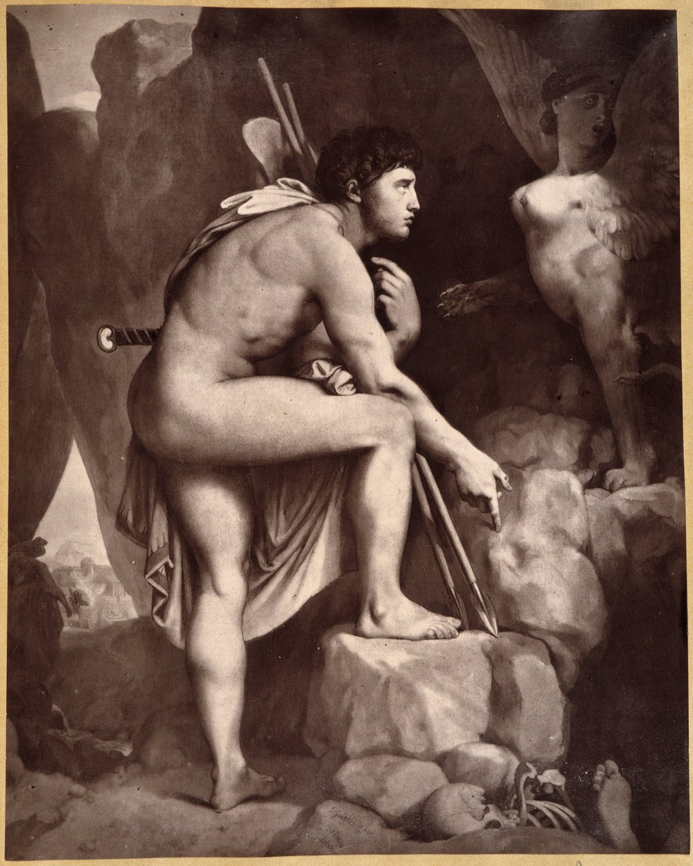 Édipo com Esfinge de acordo com Ingres. de Jean Auguste Dominique (after) Ingres