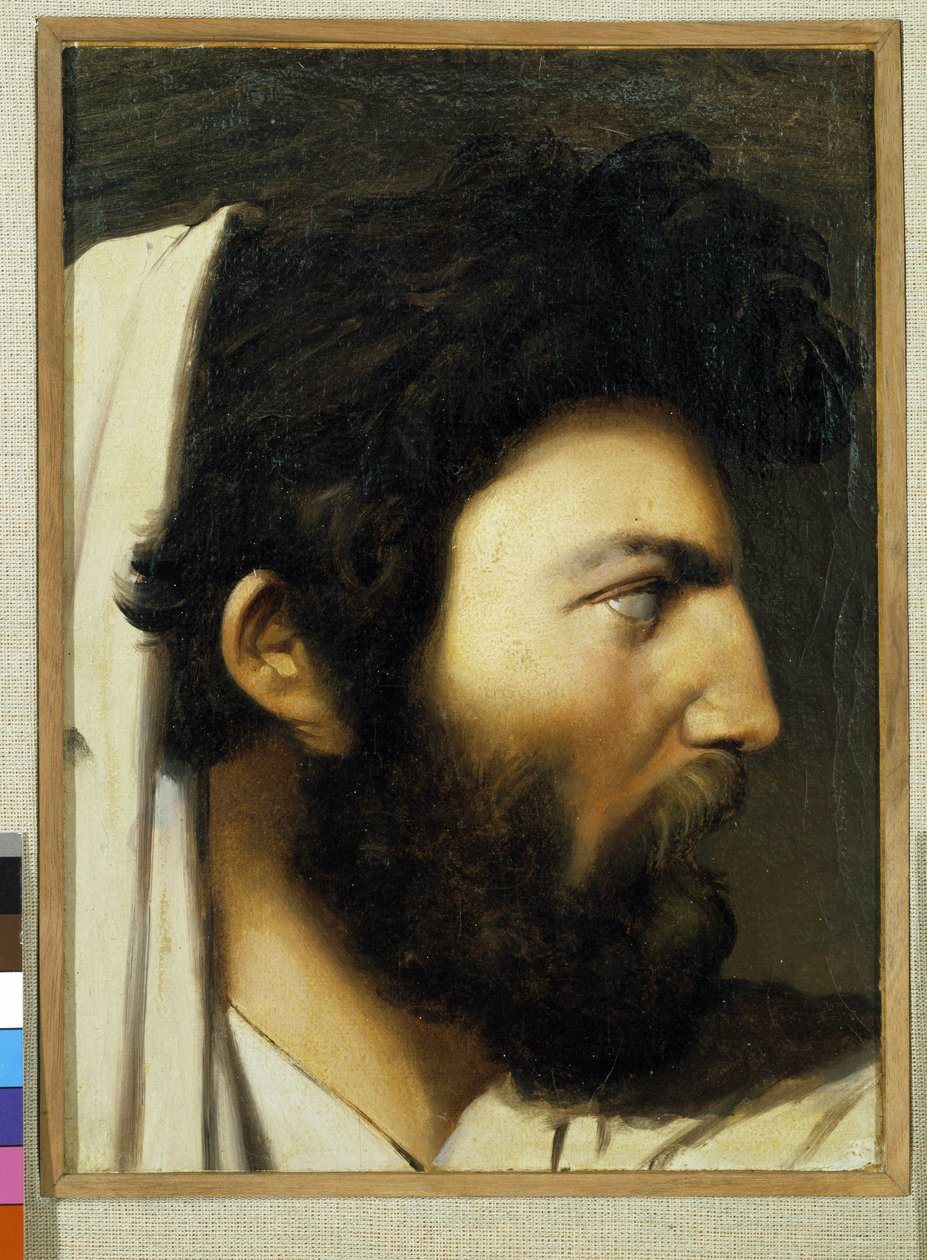 Retrato de um homem de perfil. Pintura anónima. Musee Granet, Aix en provence de Jean Auguste Dominique (after) Ingres