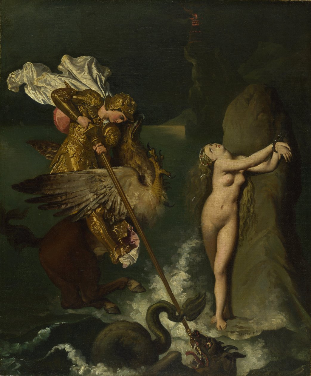 Angélica salva por Ruggiero, 1819-1839 de Jean Auguste Dominique Ingres