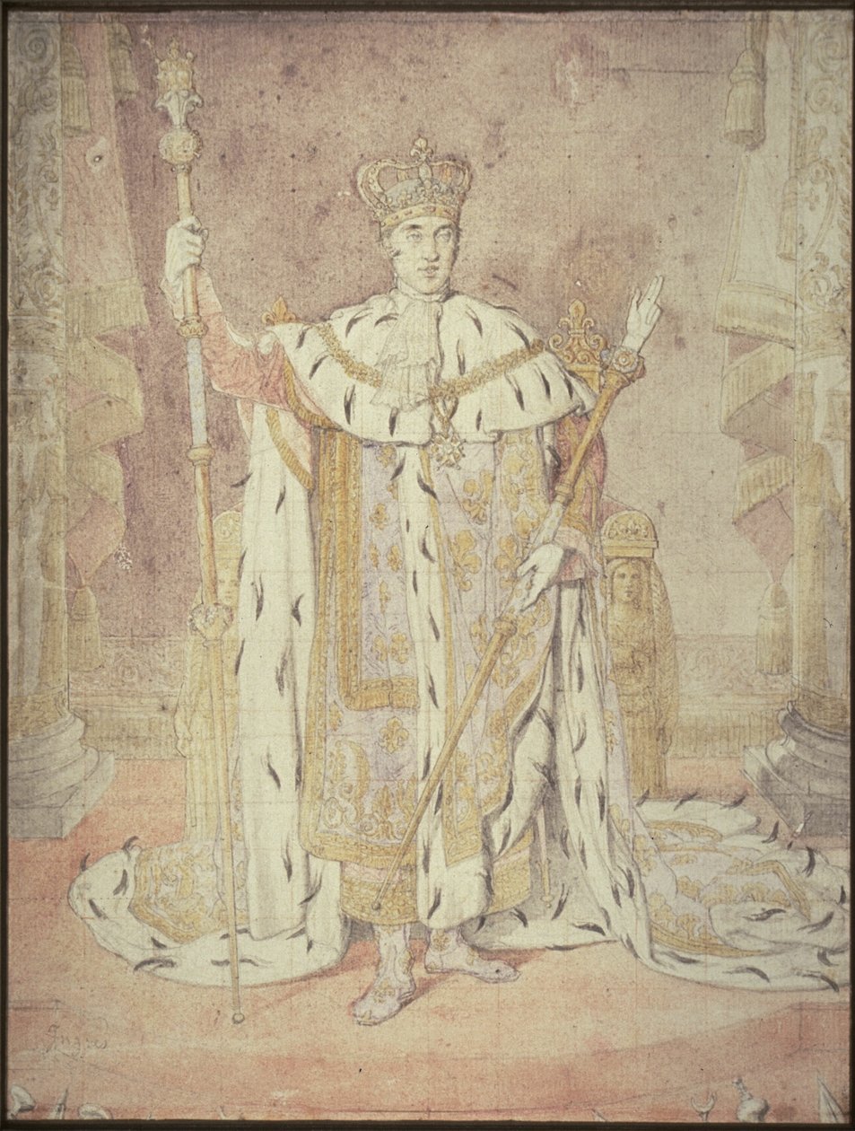 Charles X em suas vestes de coroação de Jean Auguste Dominique Ingres