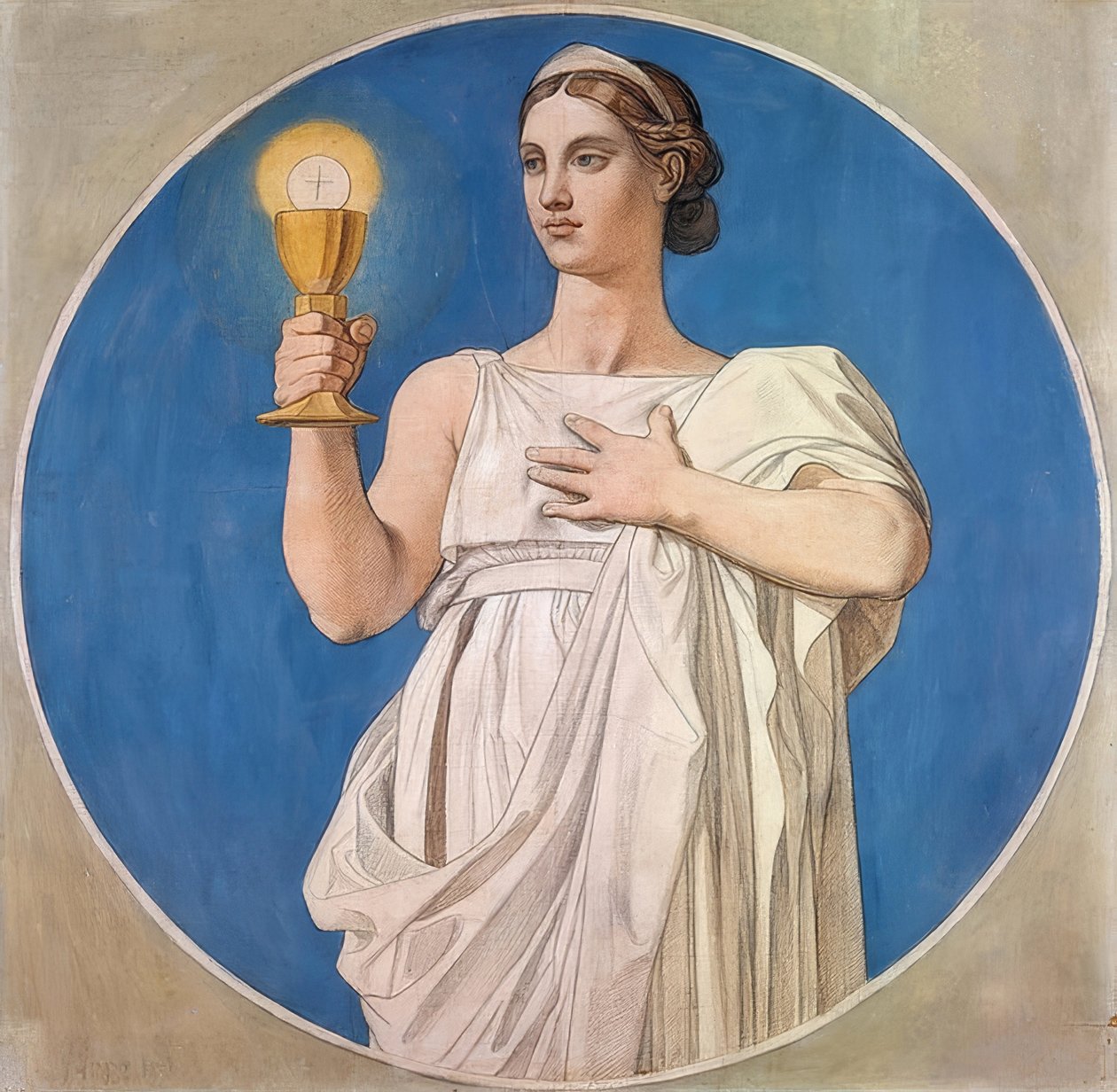 A crença. Caixa de papelão para os vitrais da capela de Saint-Ferdinand. 1842 de Jean Auguste Dominique Ingres