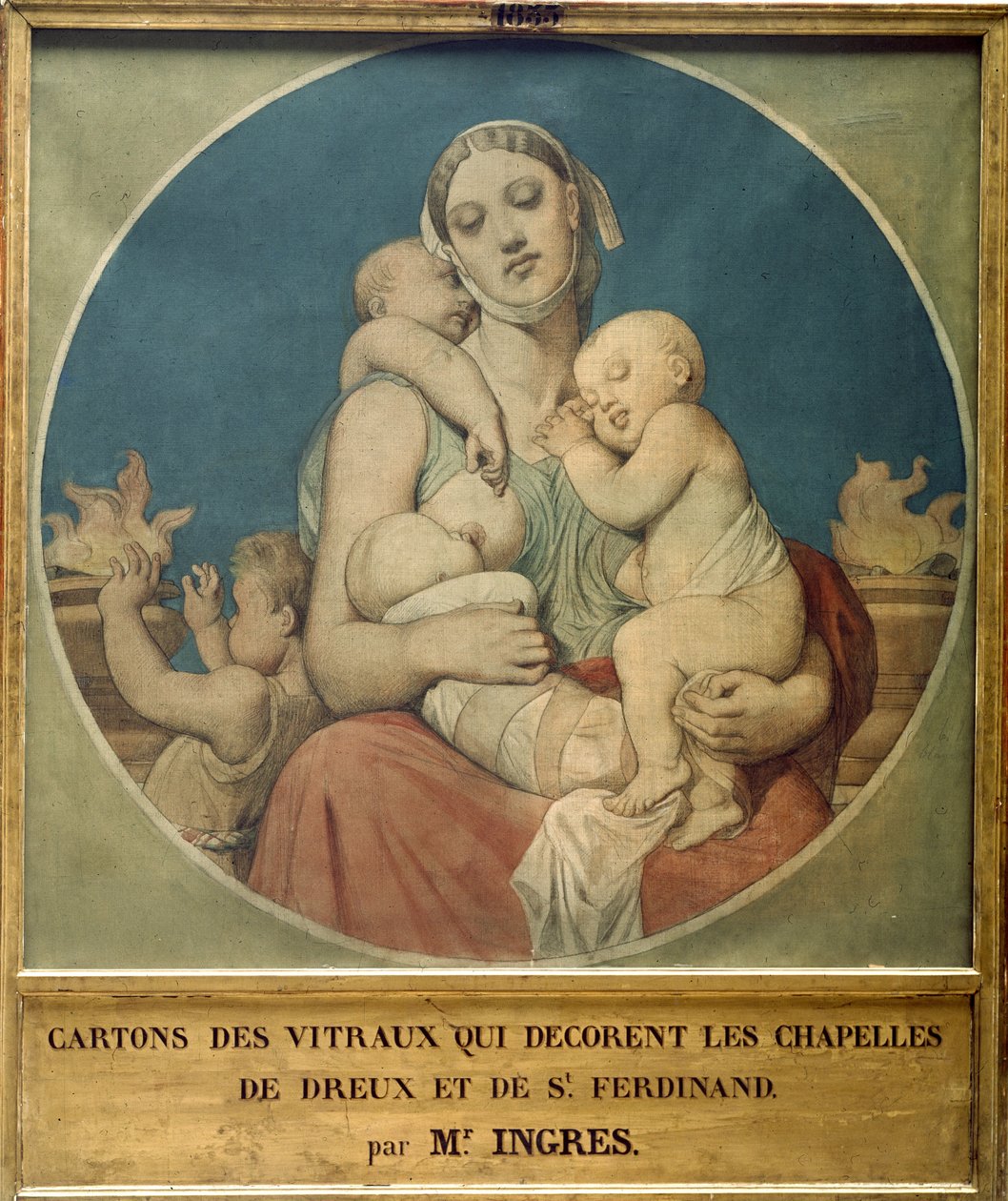 Projeto para os vitrais da Capela de São Fernando em Paris (pintura) de Jean Auguste Dominique Ingres