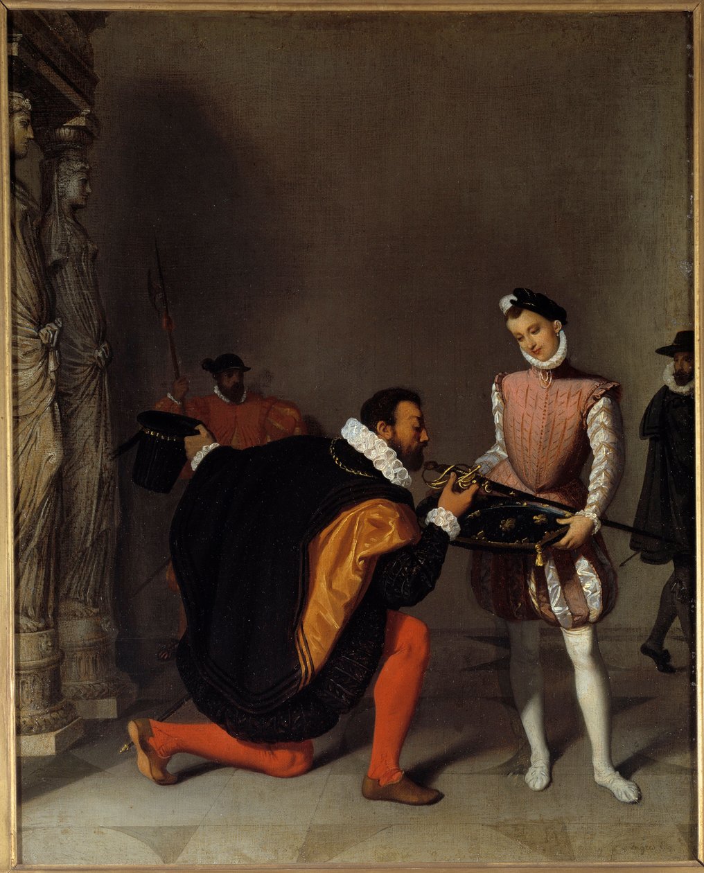 Dom Pedro de Toledo, Embaixador de Filipe II beijando a lança de Henri IV (1553-1610) na Pintura do Louvre por Jean-Auguste-Dominique Ingres (1780-1867) Sol do século XIX. 0,45x0,36 m Pau, musee du chateau de Jean Auguste Dominique Ingres