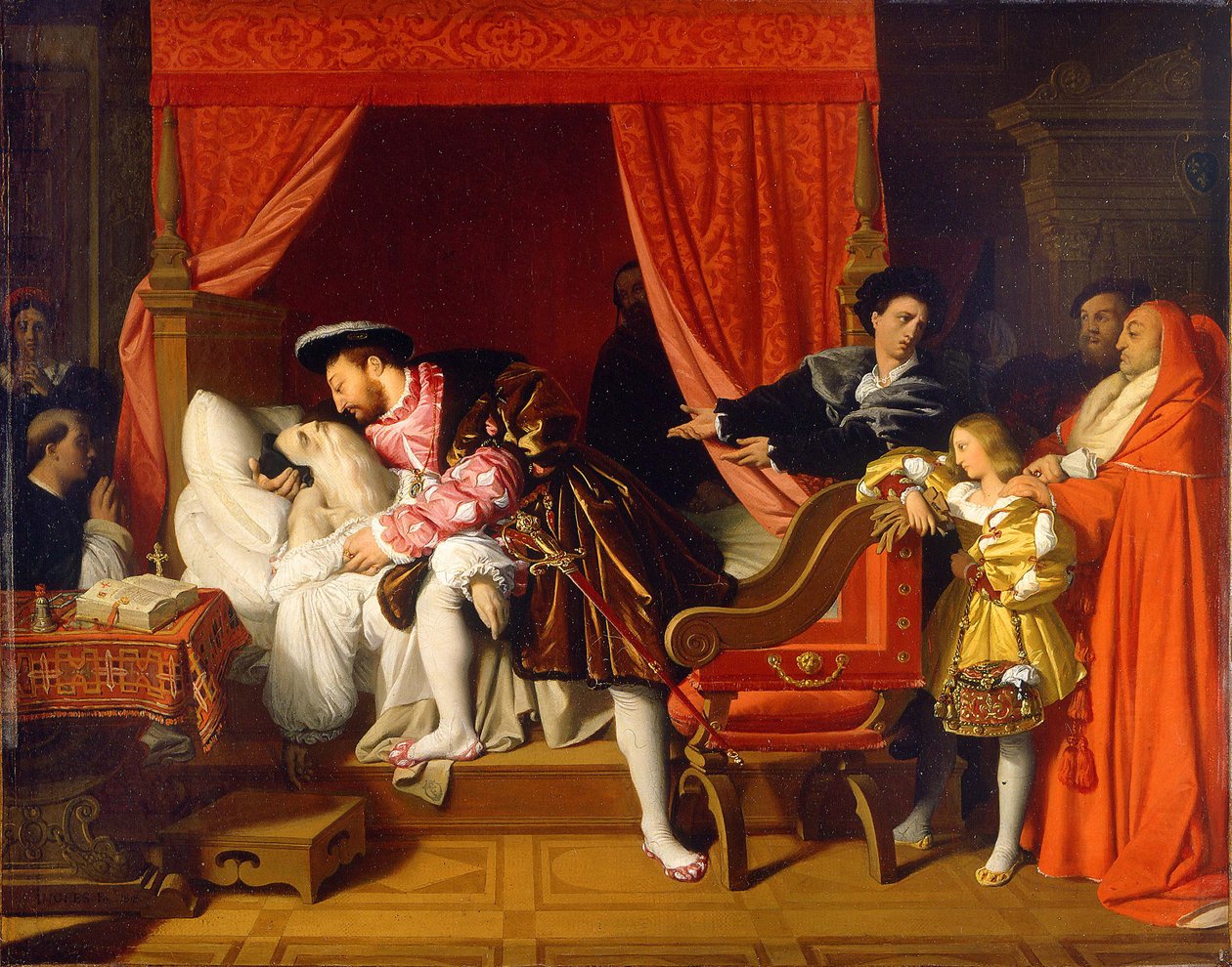 Francisco I recebe as últimas respirações de Leonardo da Vinci de Jean Auguste Dominique Ingres