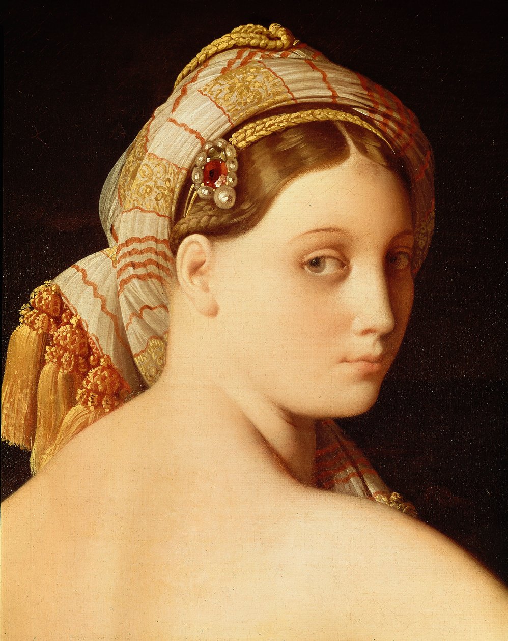 Grande Odalisca. Pormenor do rosto de Jean Auguste Dominique Ingres