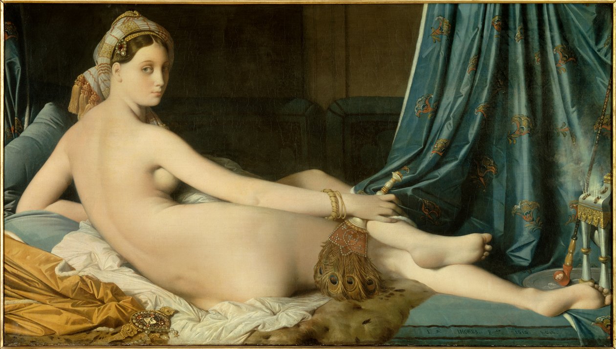 Pintura Grande Odalisque de Jean Auguste Dominique Ingres (1780-1867) 1814 Dim. 0,91 x 1,62 m - Grande Odalisque. Pintura de Dominique Ingres (1780-1867) de Jean Auguste Dominique Ingres