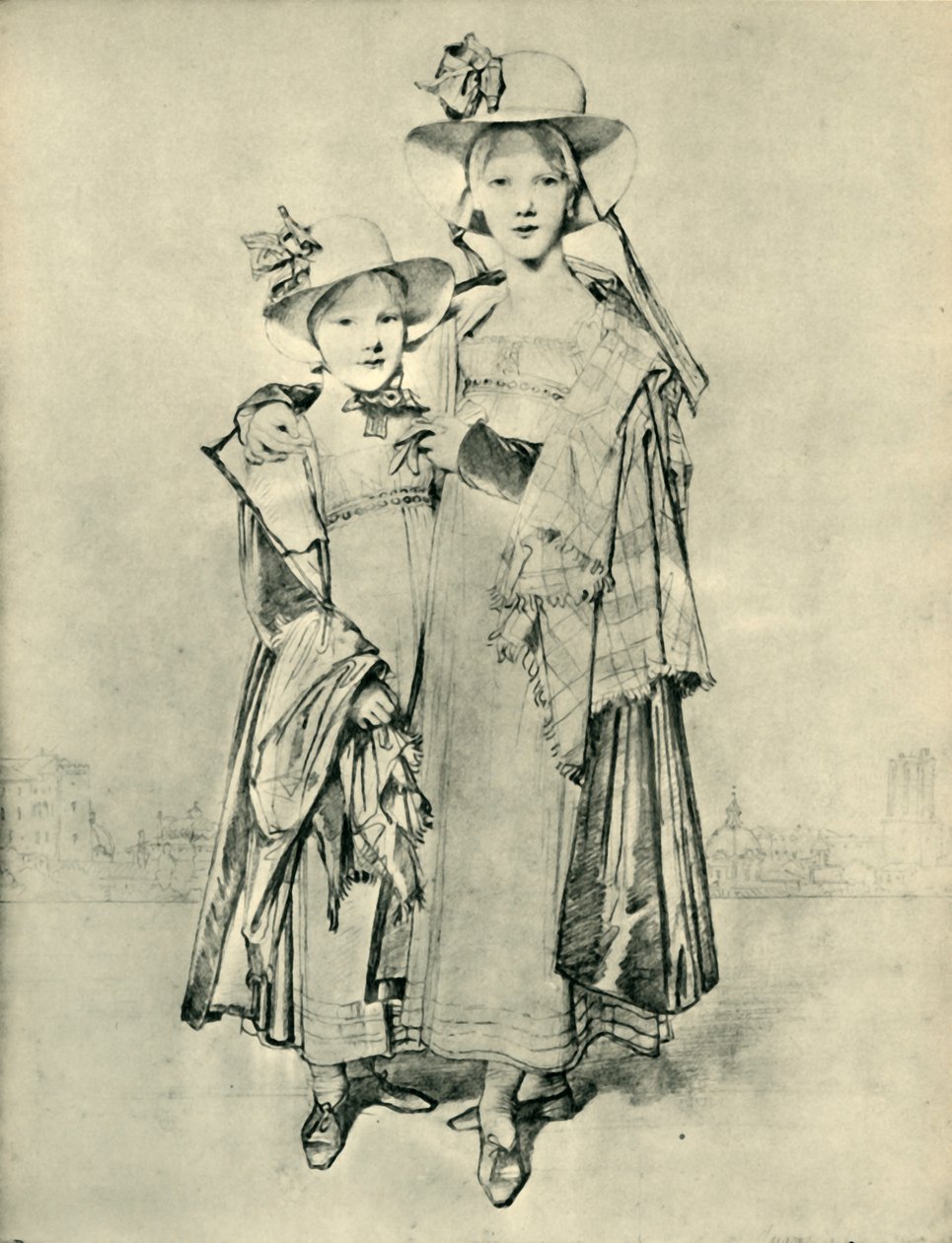 Harriet e Caroline Montagu, Roma, 1815, 1943. de Jean Auguste Dominique Ingres