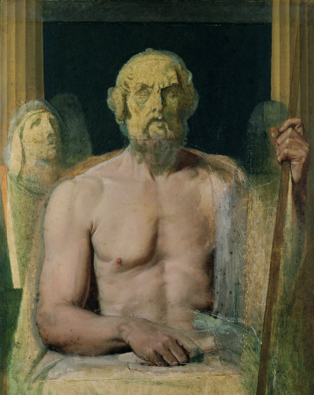Homer, estudo para a Apoteose de Homero, 1826-27 de Jean Auguste Dominique Ingres