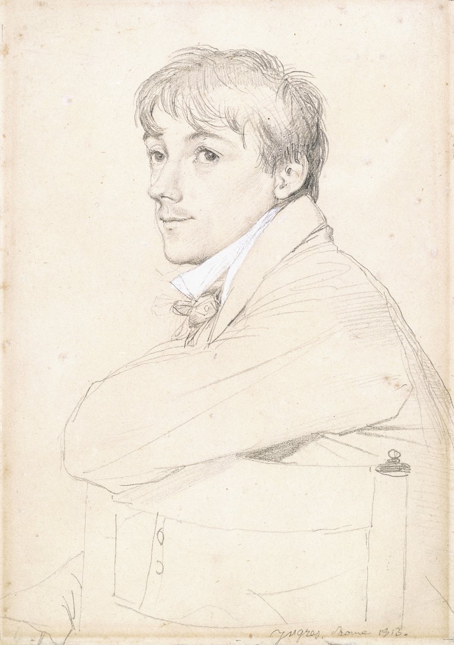 Jean-Louis Provost, sentado e apoiando o braço esquerdo nas costas de uma cadeira, 1813 de Jean Auguste Dominique Ingres