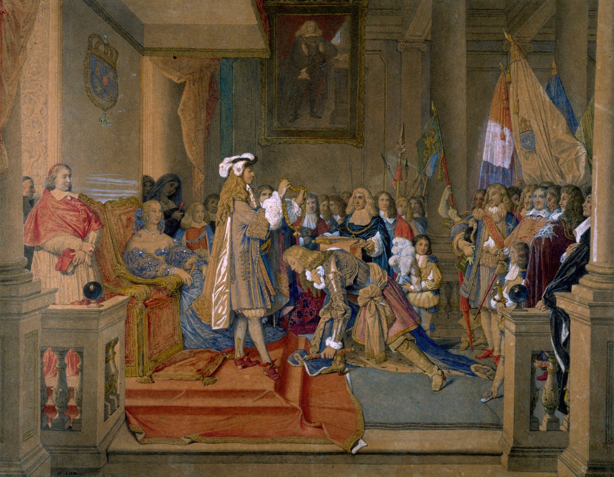 Marechal Berwick recebendo do rei Filipe V da Espanha a Ordem do Tosão de Ouro, 1864. de Jean Auguste Dominique Ingres