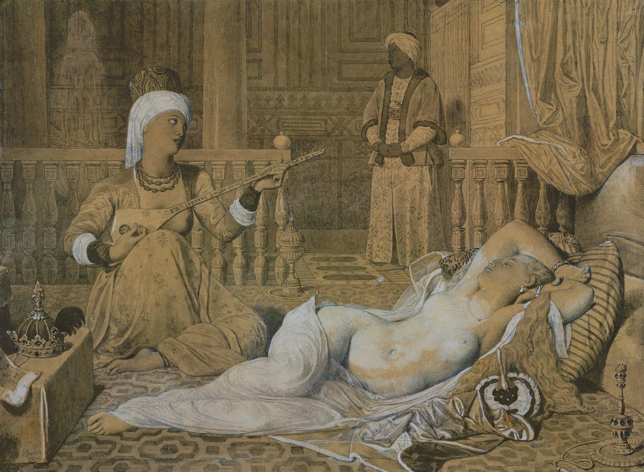 Odalisca com um escravo, 1858 de Jean Auguste Dominique Ingres