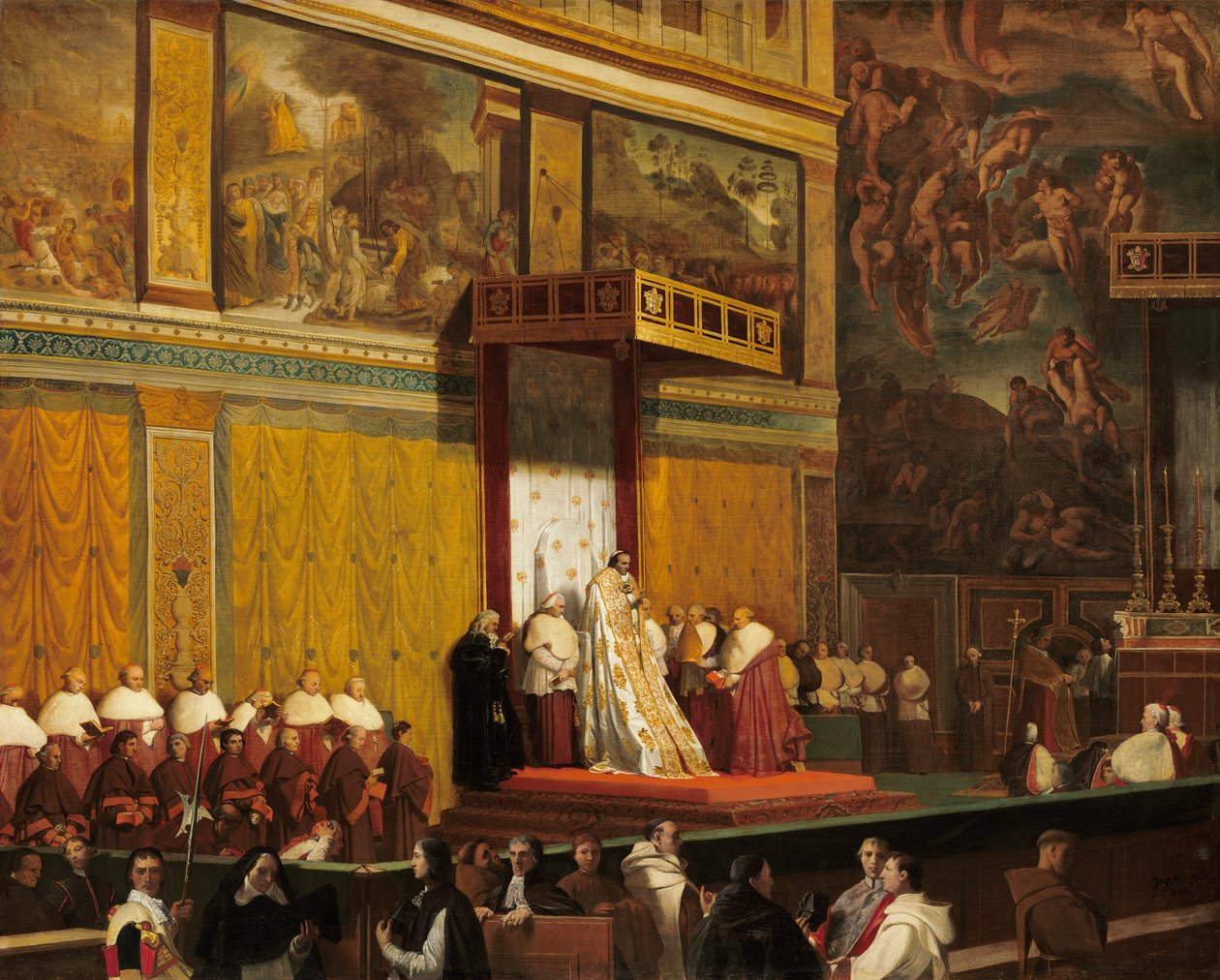 Papa Pio VII na Capela Sistina, 1814 de Jean Auguste Dominique Ingres