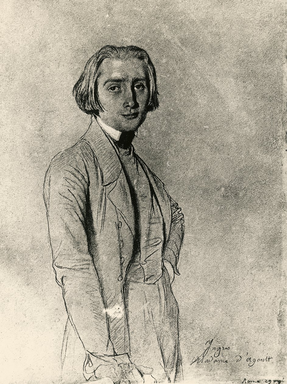 Retrato de Franz Liszt (desenho) de Jean Auguste Dominique Ingres