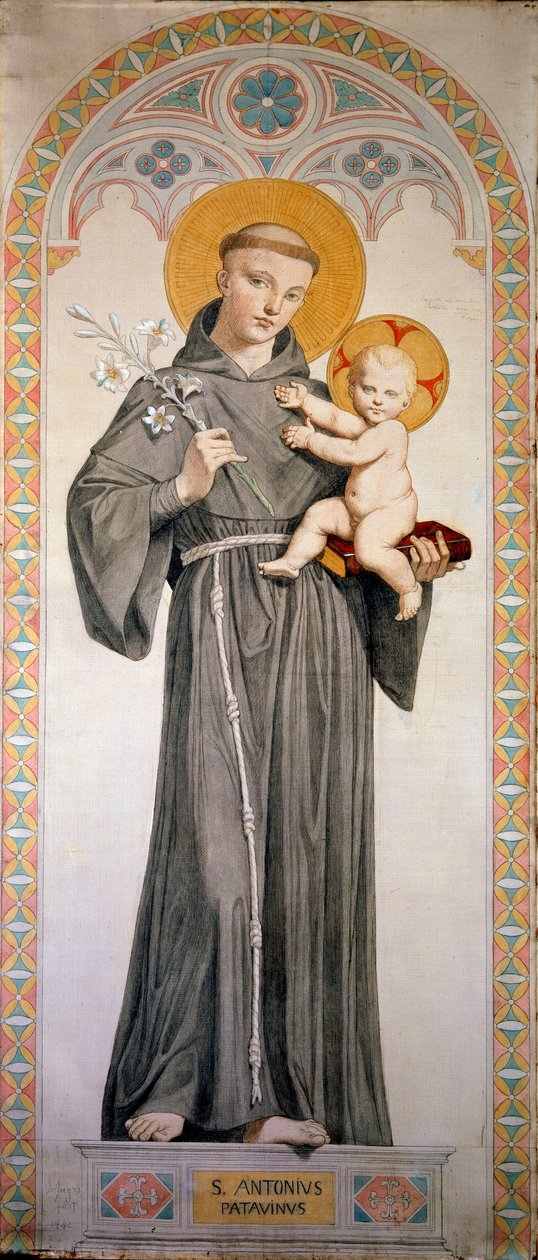 Santo Antônio de Pádua (San Antonio di Padova). Pintura de Jean Auguste Dominique Ingres (1780-1867) de Jean Auguste Dominique Ingres