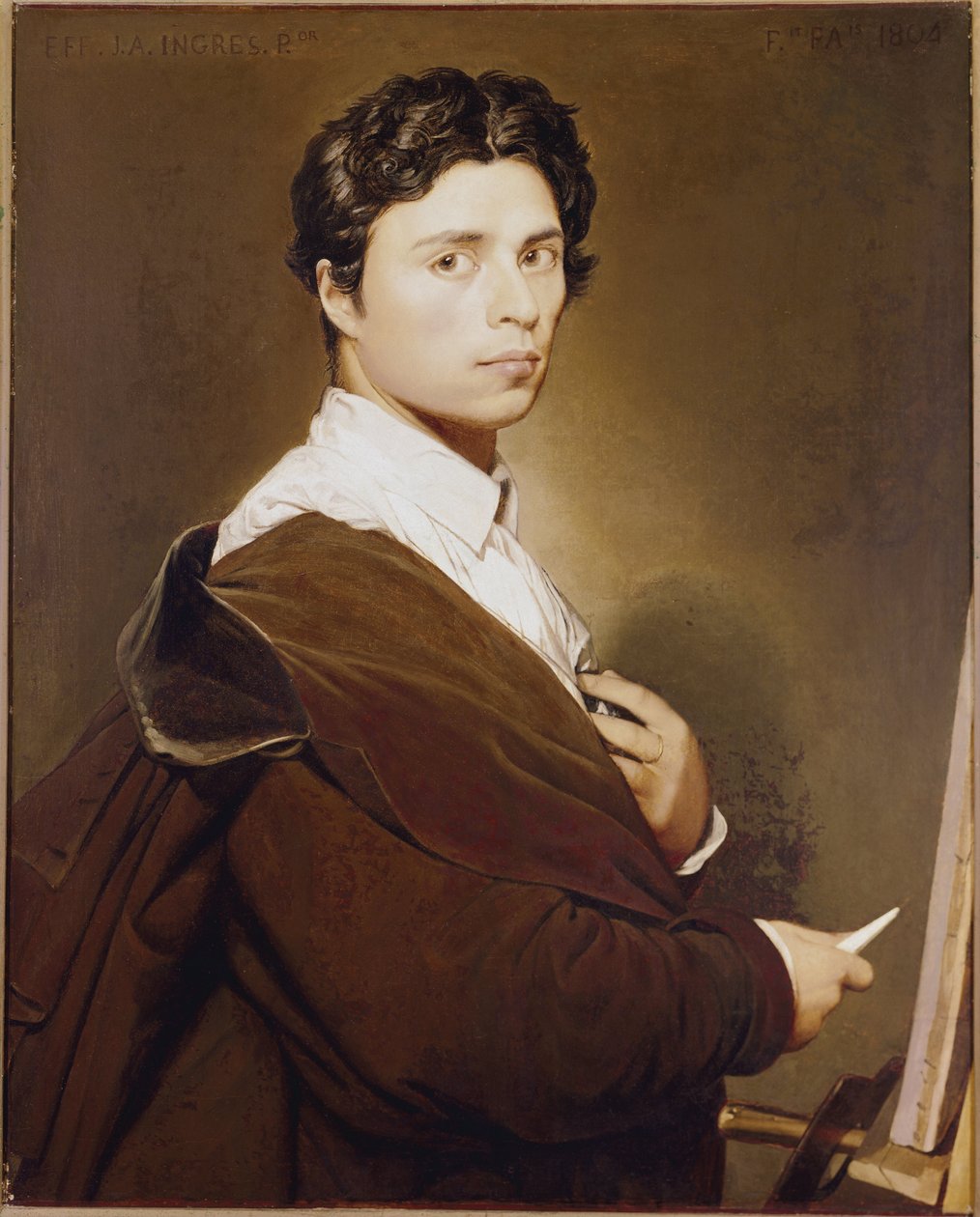 Auto-retrato aos 24 Anos - Pintura de Jean Auguste Dominique Ingres (1780-1867) Óleo sobre tela de Jean Auguste Dominique Ingres