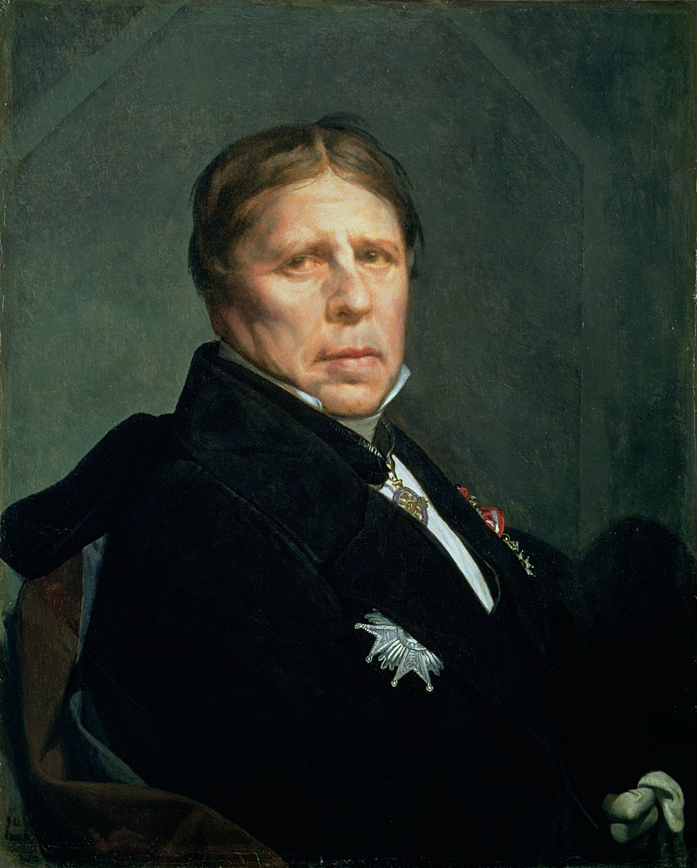 Auto-retrato, 1859 (óleo sobre papel montado sobre tela) de Jean Auguste Dominique Ingres