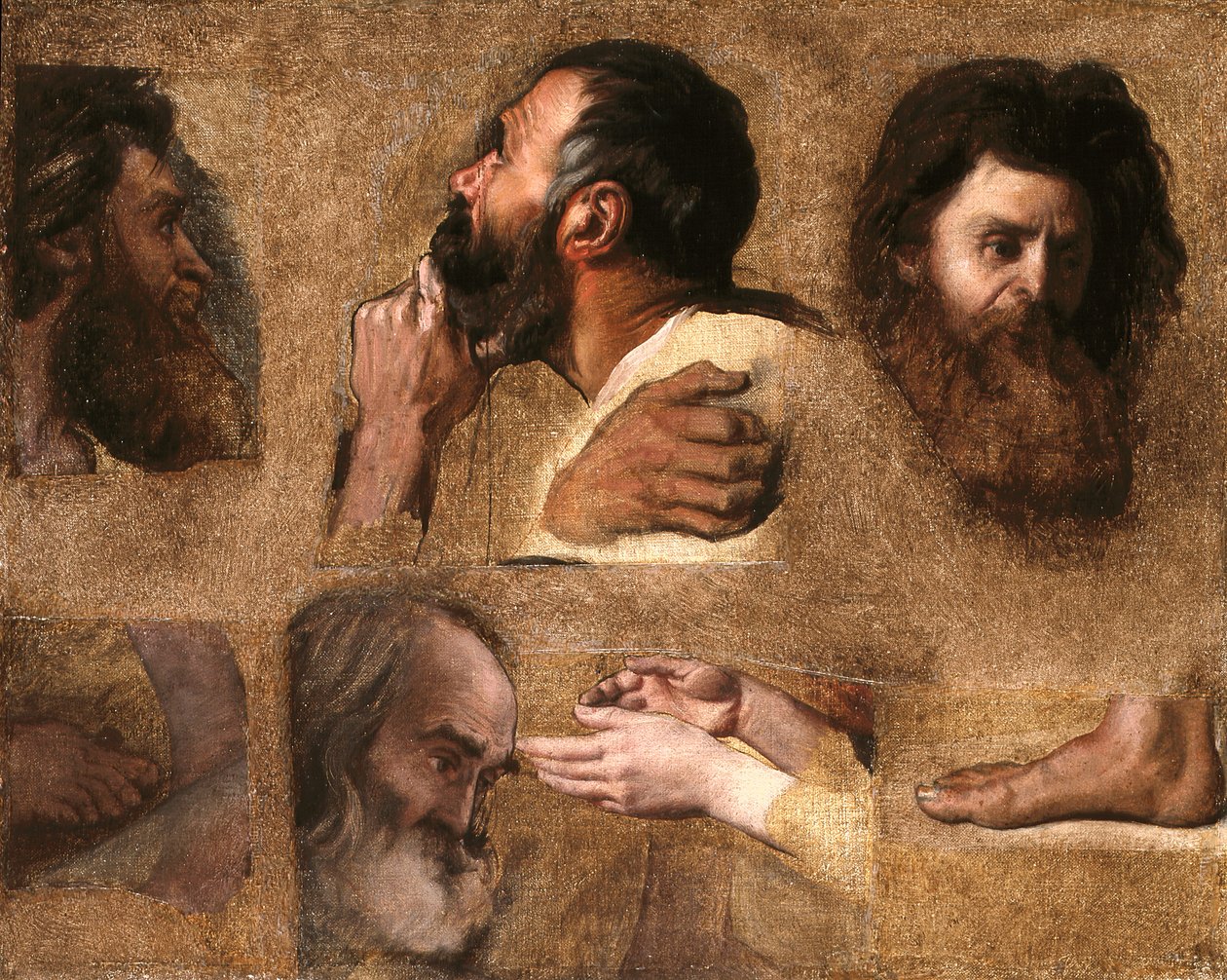 Estudos para Jesus entre os Doutores (óleo sobre tela montado sobre madeira) de Jean Auguste Dominique Ingres
