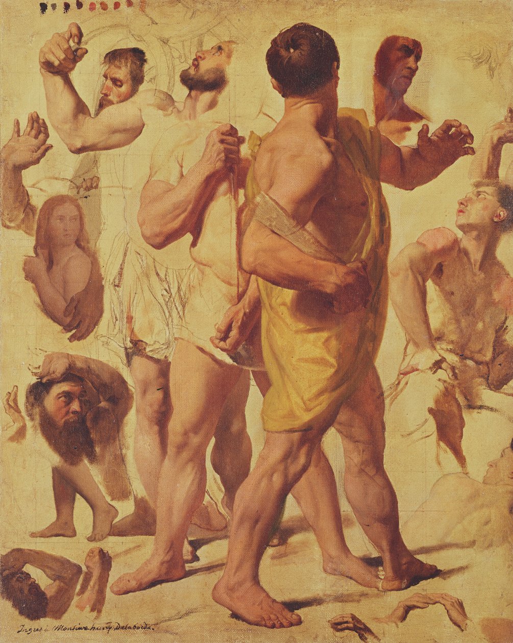 Estudos para o "Martírio de São Symphorian" (dedicado a Henry Delaborde, artista francês e crítico de arte), c.1824 de Jean Auguste Dominique Ingres