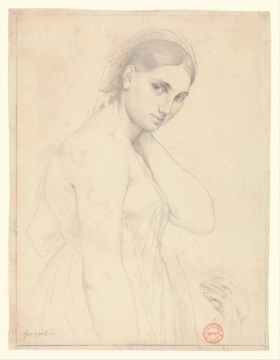 Estudo para «Rafael e a Fornarina» (?) de Jean Auguste Dominique Ingres