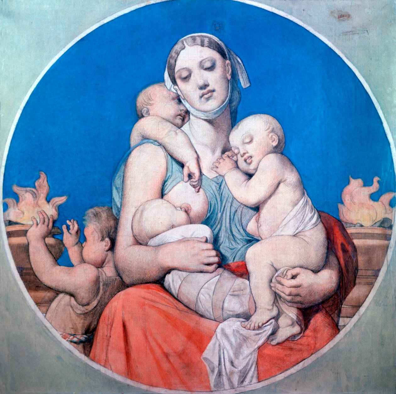 Estudo para o vitral na Chapelle Saint Ferdinand, 1833 de Jean Auguste Dominique Ingres
