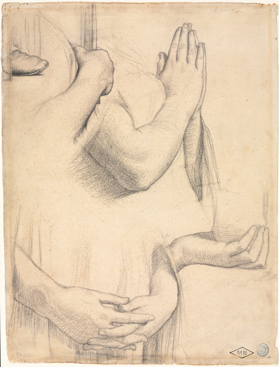 Estudo das Mãos, 1842. de Jean Auguste Dominique Ingres