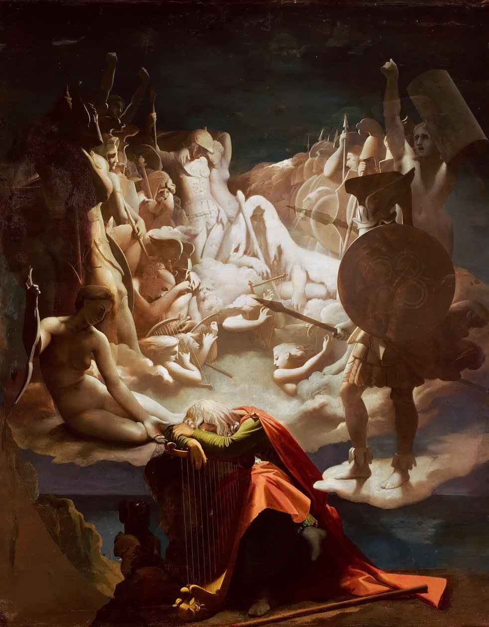 O sonho de Ossian, 1813. de Jean Auguste Dominique Ingres