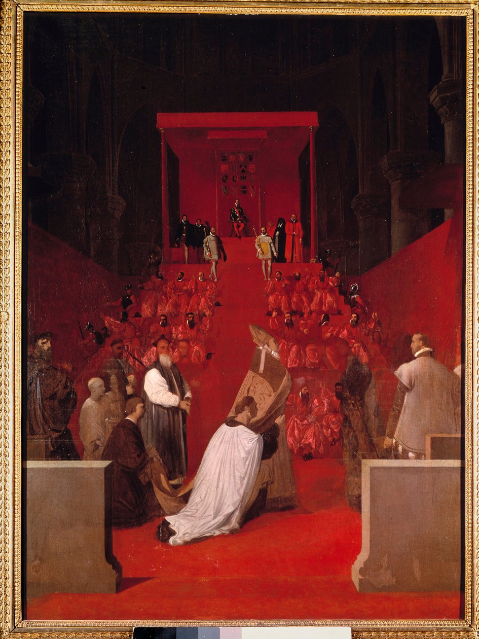 O Duque de Alba tem a Igreja de St. Gudule de Bruxelas Ferdinand Alvare de Toledo de Jean Auguste Dominique Ingres