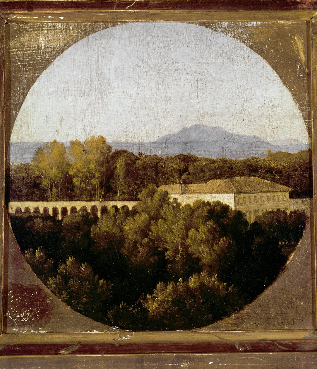 A Orangerie de Villa Borghese em Roma (óleo sobre madeira de Jean Auguste Dominique Ingres
