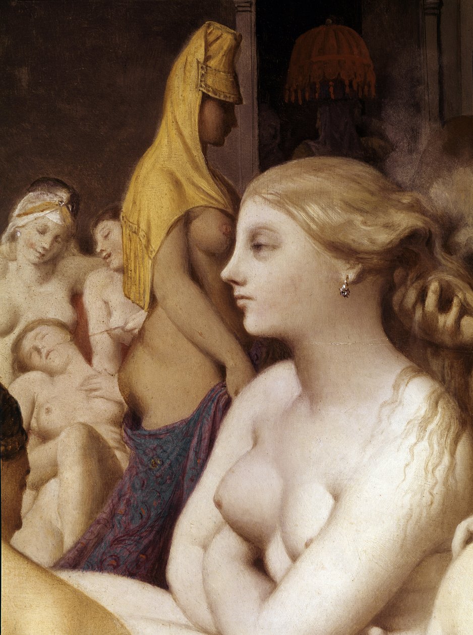O banho turco, detalhe (1862, óleo sobre madeira) de Jean Auguste Dominique Ingres